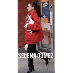 I.AM.GIA Pixie Pile Fleece Coat Red Teddy Jacket Oversized Cozy Streetwear Med